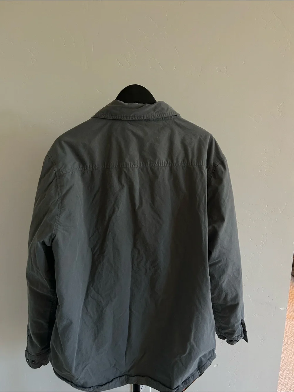 Eddie Bauer Men’s XL Gray Fleece Lined Shirt Jacket Snap Front Outdoor